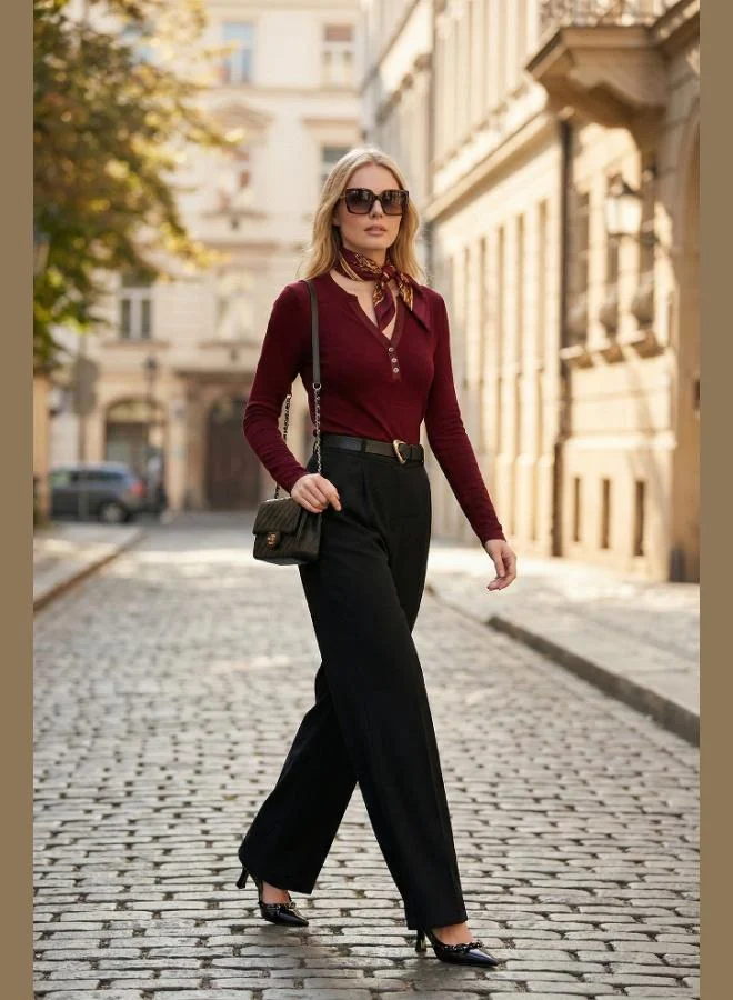 ليلا بنطلون نسائي ليلا بقصة عادية وخصر متوسط وساق مستقيمة